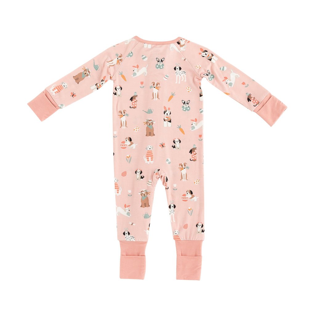 Puppy Egg Hunt (Convertible Zip Footies) - Pink